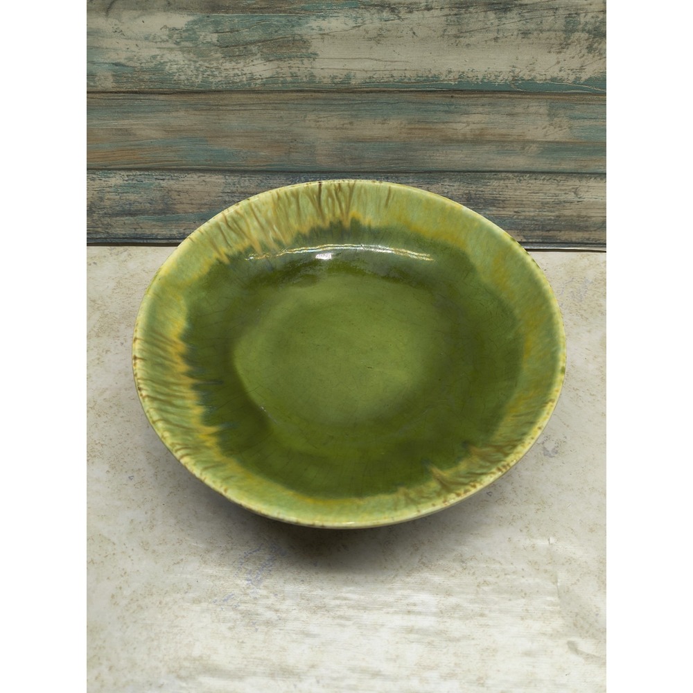VTG‎ Royal Haeger Crackle Glass Mid-Century Art Pottery Pedestal Bowl